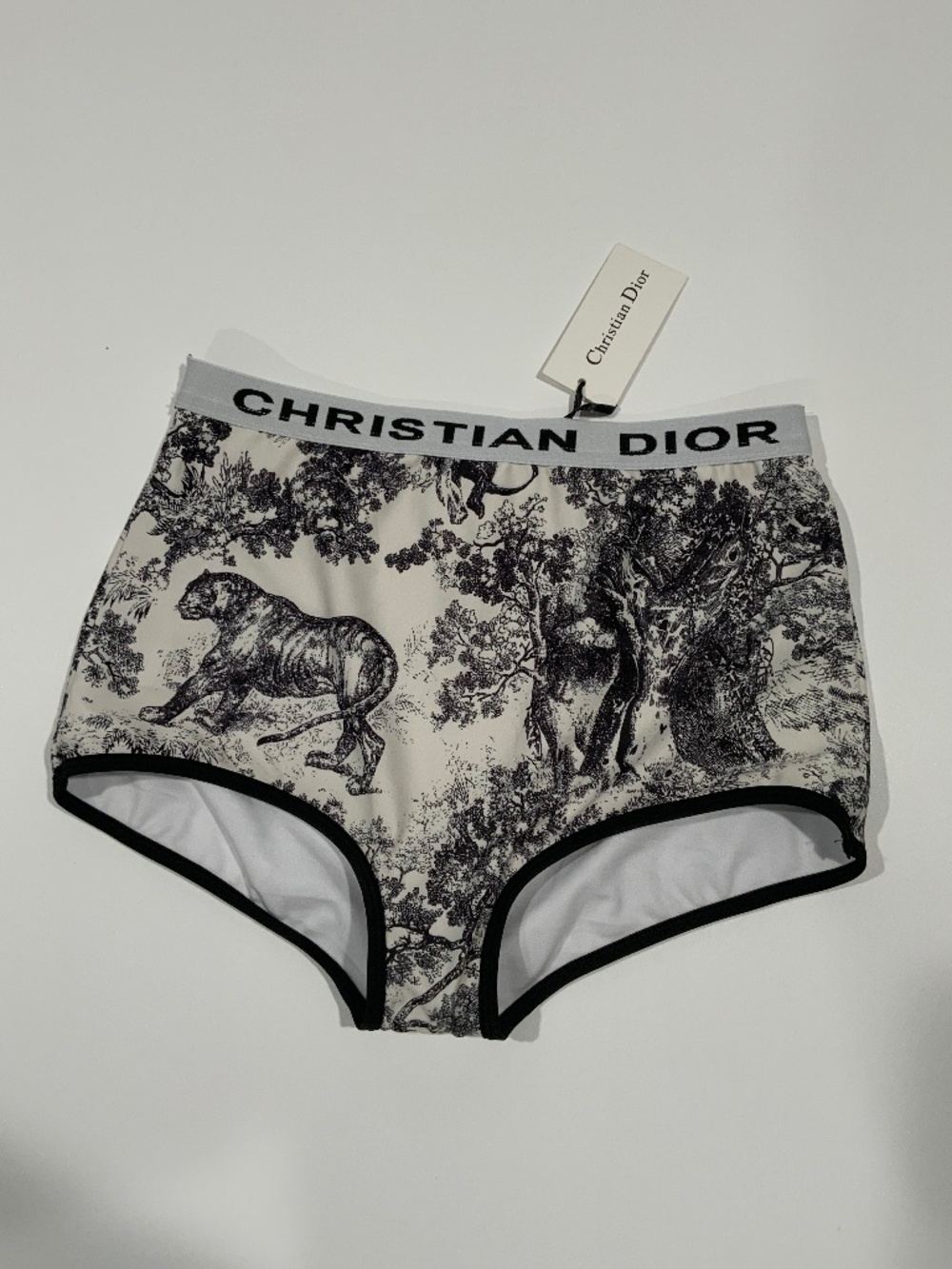 NWT Christian Dior Sz M Black & White Swimsuit Bikini Bottom Briefs